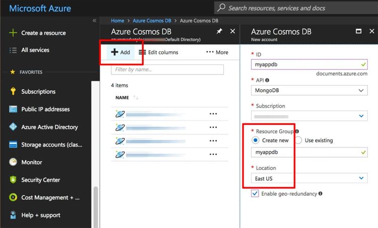 Screenshot 2 - Deploy a Cosmos DB instance