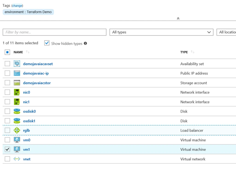 list of results (screenshot)