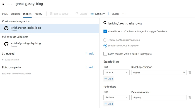 Continuous Deployment Setup - screenshot 3