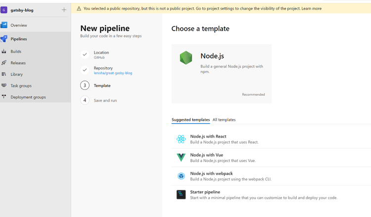 GitHub pipeline - screenshot 1