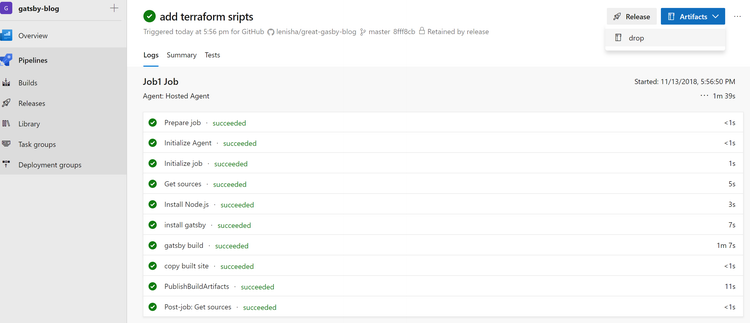 GitHub pipeline - screenshot 2