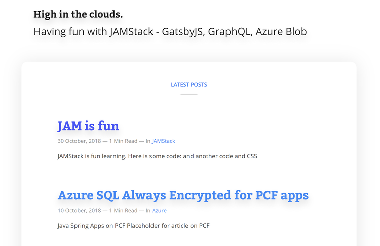 Latest posts - JAMStack screenshot