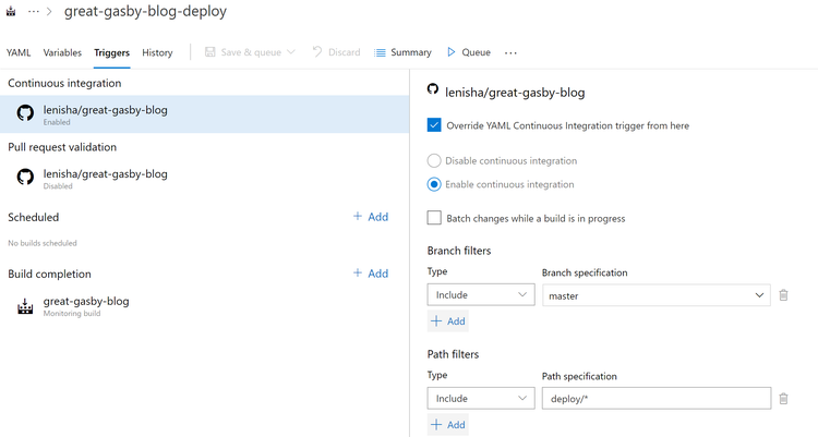 Continuous Deployment Setup - screenshot 2