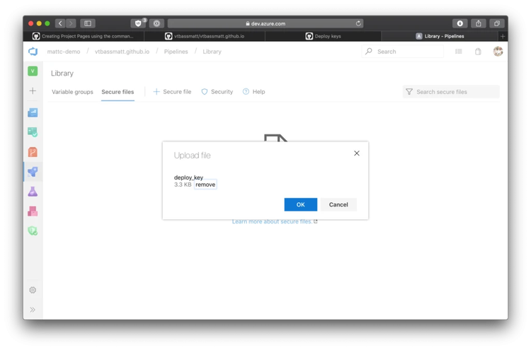 Library deploy key screenshot