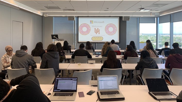 a group of people in a room