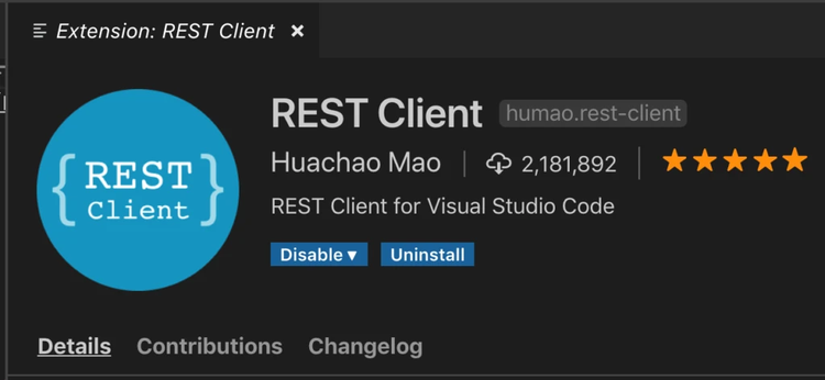 VS Code REST Client extension iamge