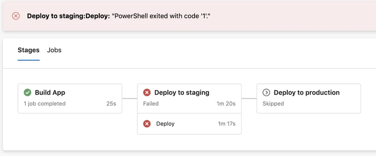 Failing quality gate in “Multi-stage” Pipeline.