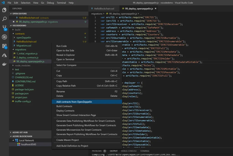 a screenshot of OpenZepplin extension