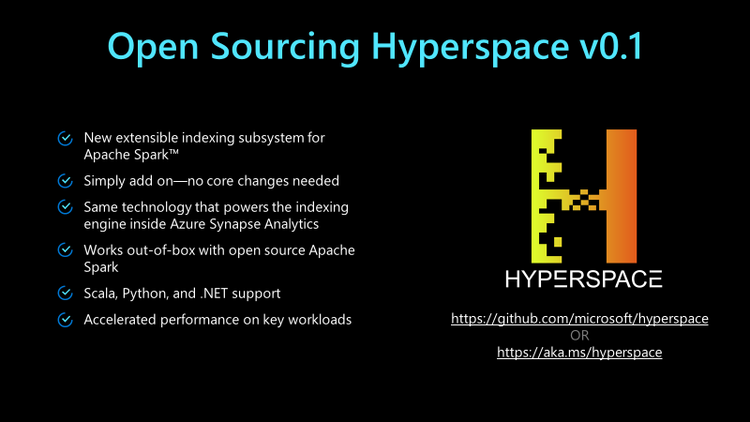 Hyperspace slide with an overview of project features