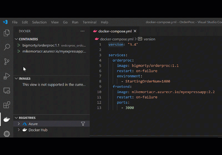 GIF of how to Group containers by compose a project name