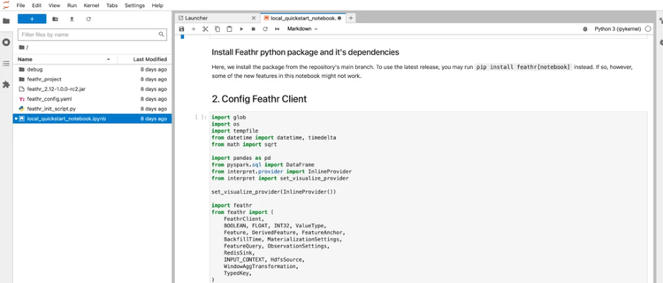 Jupyter notebook running within the Sandbox environment.