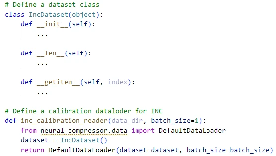 code snippet for dataloader