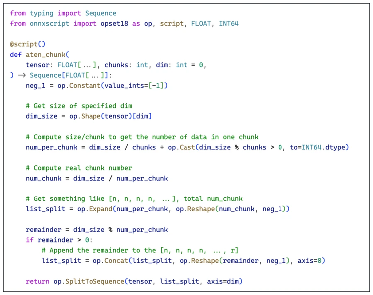 The aten_chunk() function