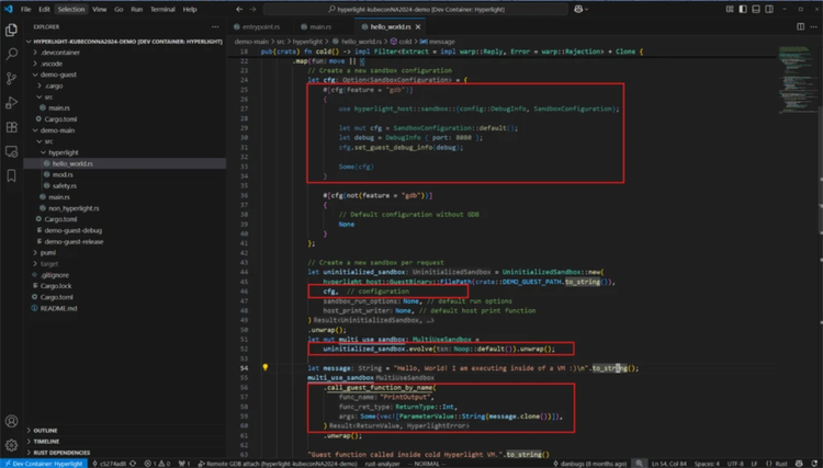 V S Code screenshot of code that is enabled when the “g d b” option is used.