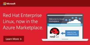 Banner that reads "Red Hat Enterprise Linux, now in the Azure Marketplace"