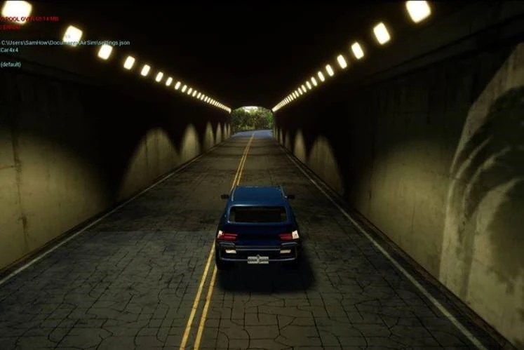 AI car driving in tunnel