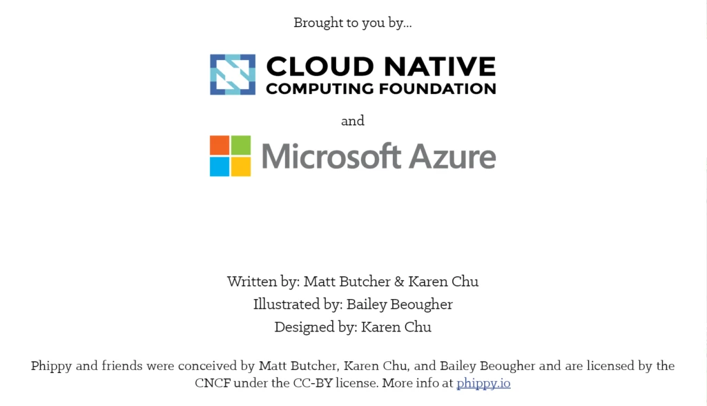 Brought to you by...
Cloud native computing foundation and Microsoft Azure.

Written by: Matt Butcher & Karen Chu
Illustrated by: Bailey Beougher
Designed by: Karen Chu