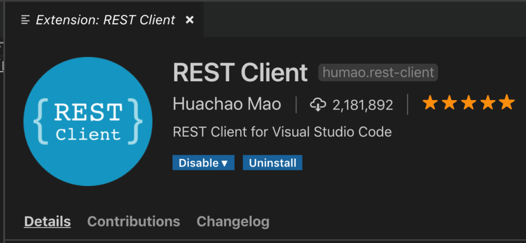 VS Code REST Client extension iamge