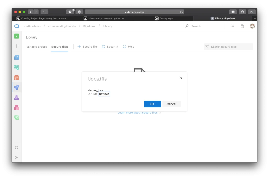 Library deploy key screenshot