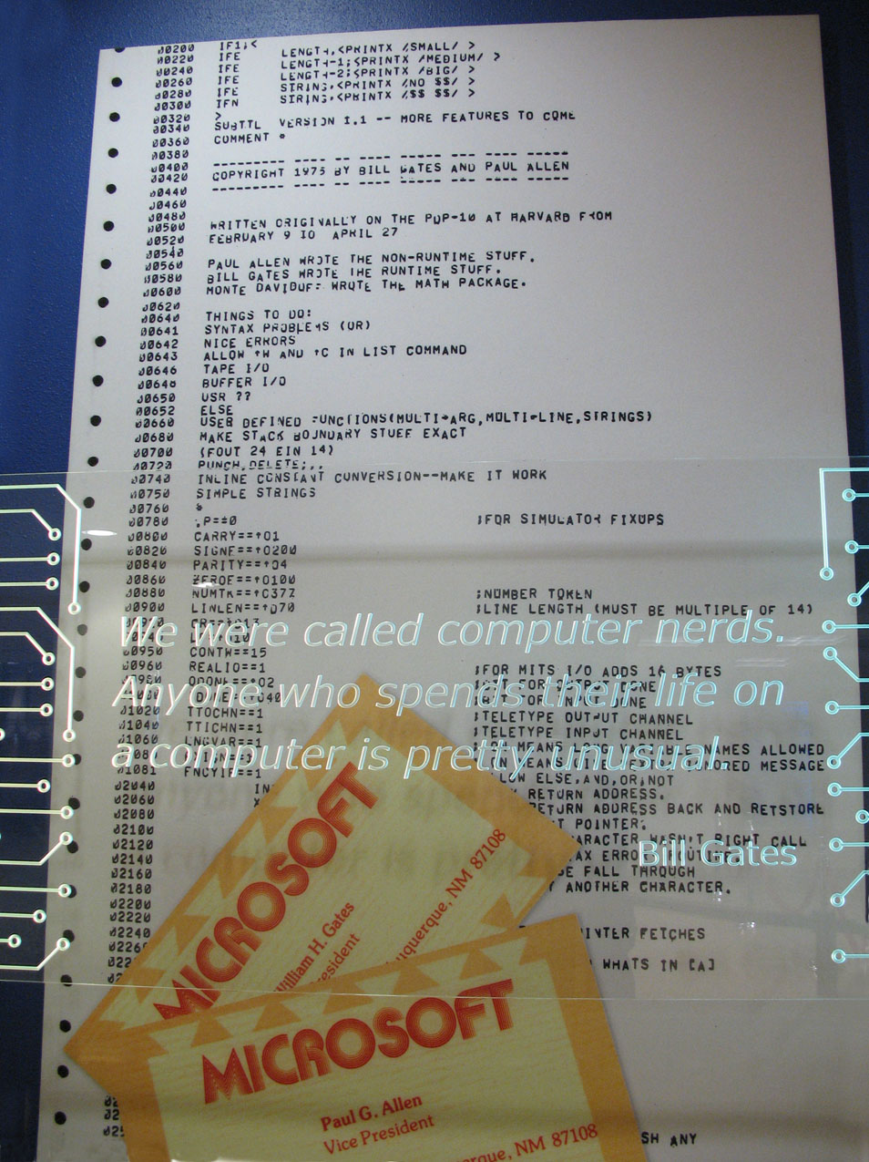 Listing of Altair BASIC on display at the New Mexico Museum of Natural History and Science.