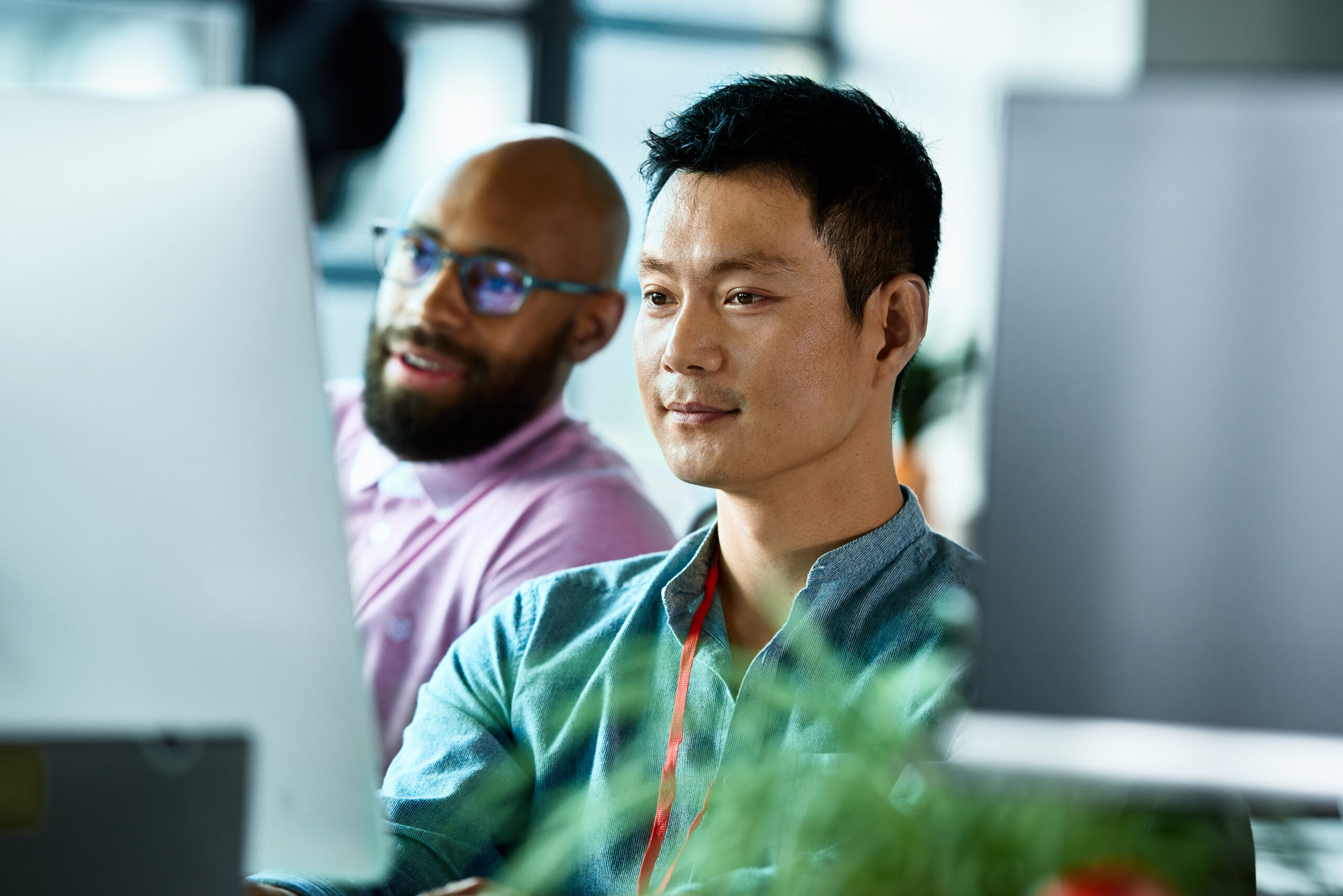 Person looking at computer monitor